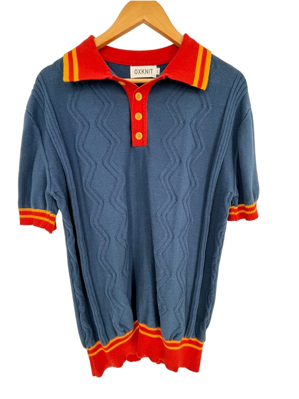 Eclectic Grandpa OXKNIT Men's Retro Knit Polo Shirt Size L